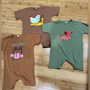 Three Mini Ollie one piece romper. Size 18-24M